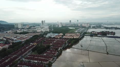 Aerial-Bandar-Perda-housing-estate-at-Malaysia,-Southeast-Asia.